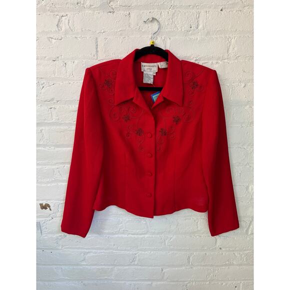 90s Karin Stevens Petites Red Jacket Top Size M - Picture 8 of 8